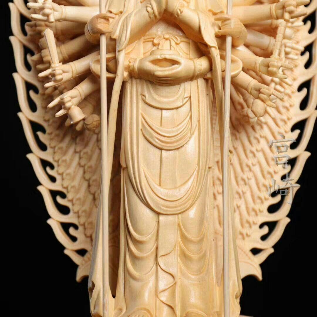お宮　木像　工芸品　彫刻 宮崎】千手観音菩薩 招財開運 仏教工芸品 供養品 木彫仏像 開運風水
