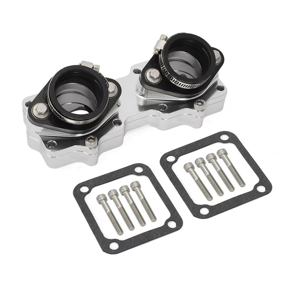 carburador de desbrozadora de gasolina Para Yamaha Banshee 350 YFZ350 Billet para colector de admisión Kit arranque para 33 34 35 36mm ATV para Keihin para Mikuni Reed Valve carburador(Prata)