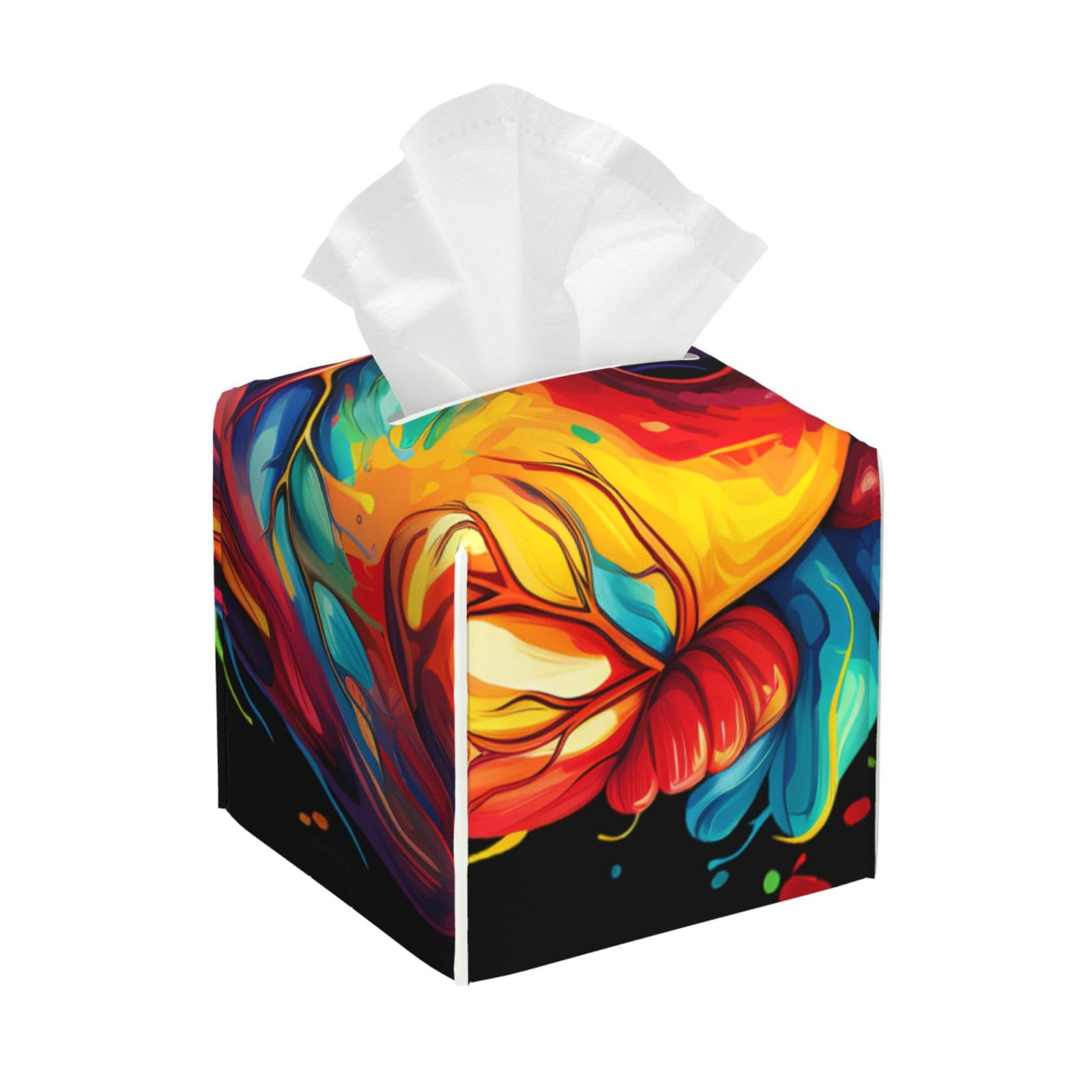 Anatomical Heart Print Square Tissue Box Cover with Modern and Stylish Bottom Tissue Box Storage Space