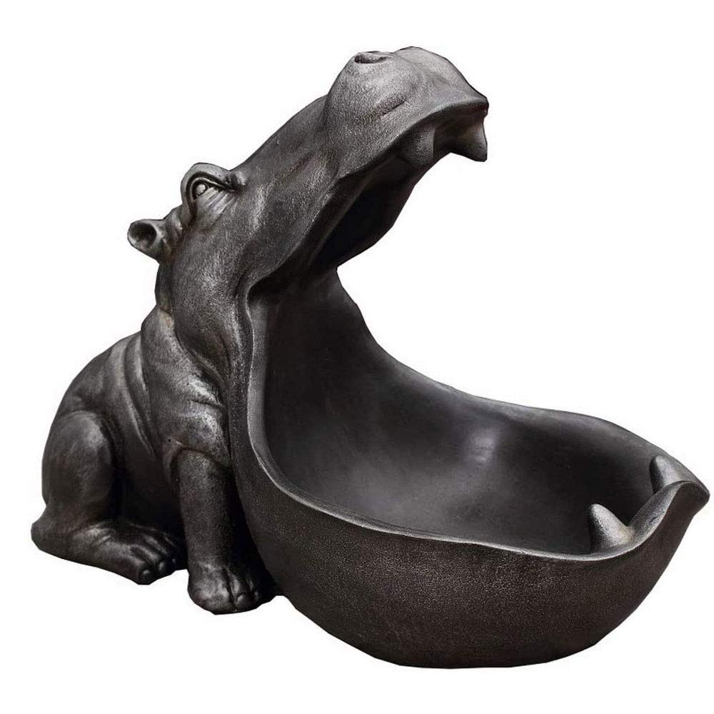 APXZC Abstract Resin Hippo Figurines Keychain Storage, Key Bowl, Key Storage Holder Desktop Candy Dish Organizer for Home Decoration Keys Phone Wallet Coin Jewelry Storage