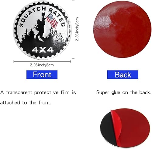 Miniatura 2 de 2 emblemas de automóvil calificados de Squatch, insignias de metal para automóviles de 4 x 4, insignias de metal redondas 3D, calcomanías de