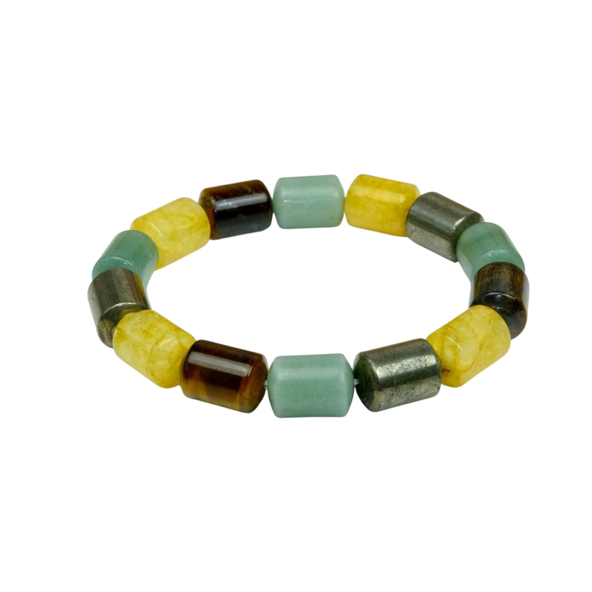 Mystic Crystal Money Magnet Crystal Bracelet for Men & Women Natural Citrine, Pyrite, Tiger Eye & Green Aventurine Pipe Bead Stretch Bracelet Prosperity, Wealth & Abundance Gemstone Jewelry-image-47