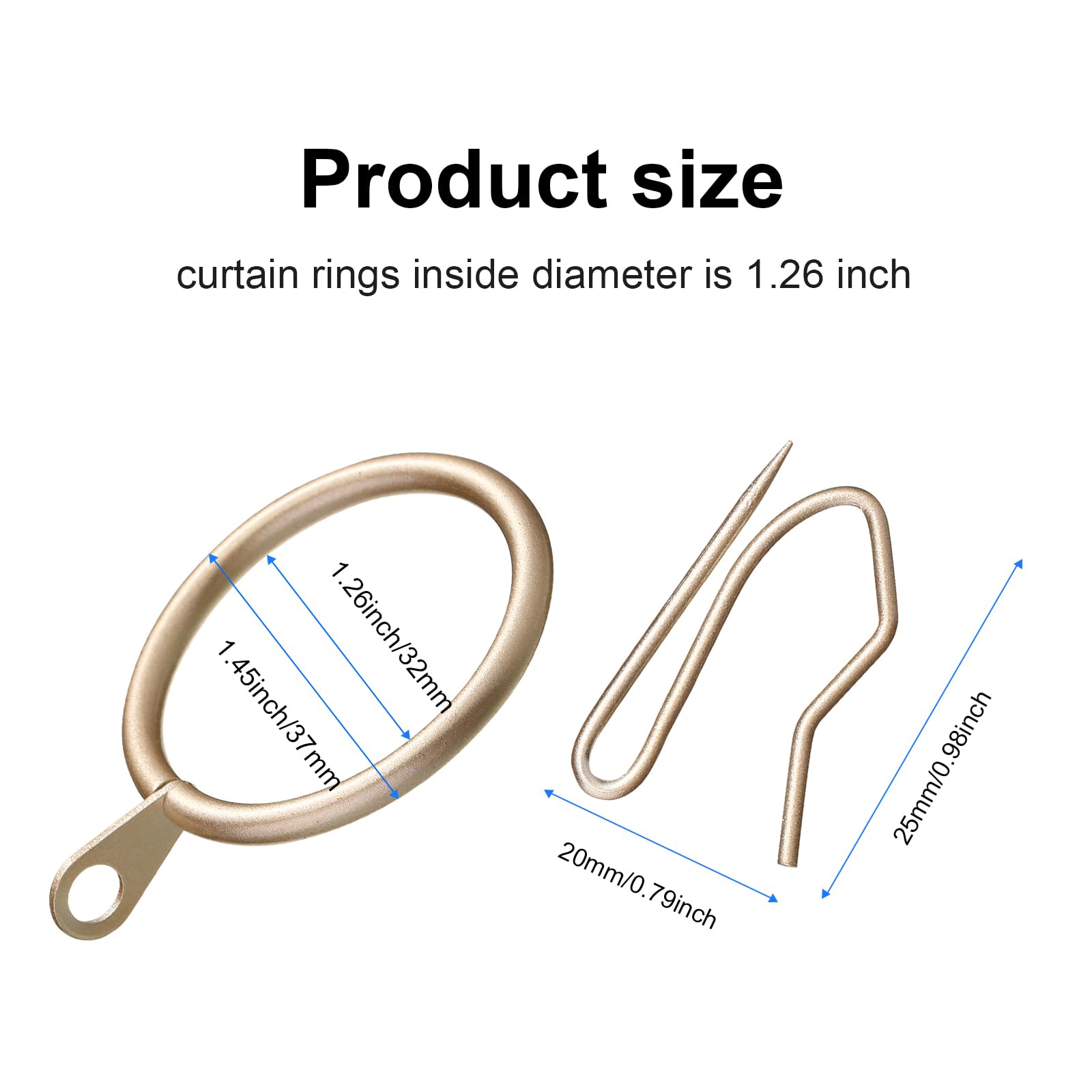 Qunclay 100-Pack Silver Metal Curtain Rings With Pin Hooks – Perfect For Drapes, Shower Curtains, Window Treatments