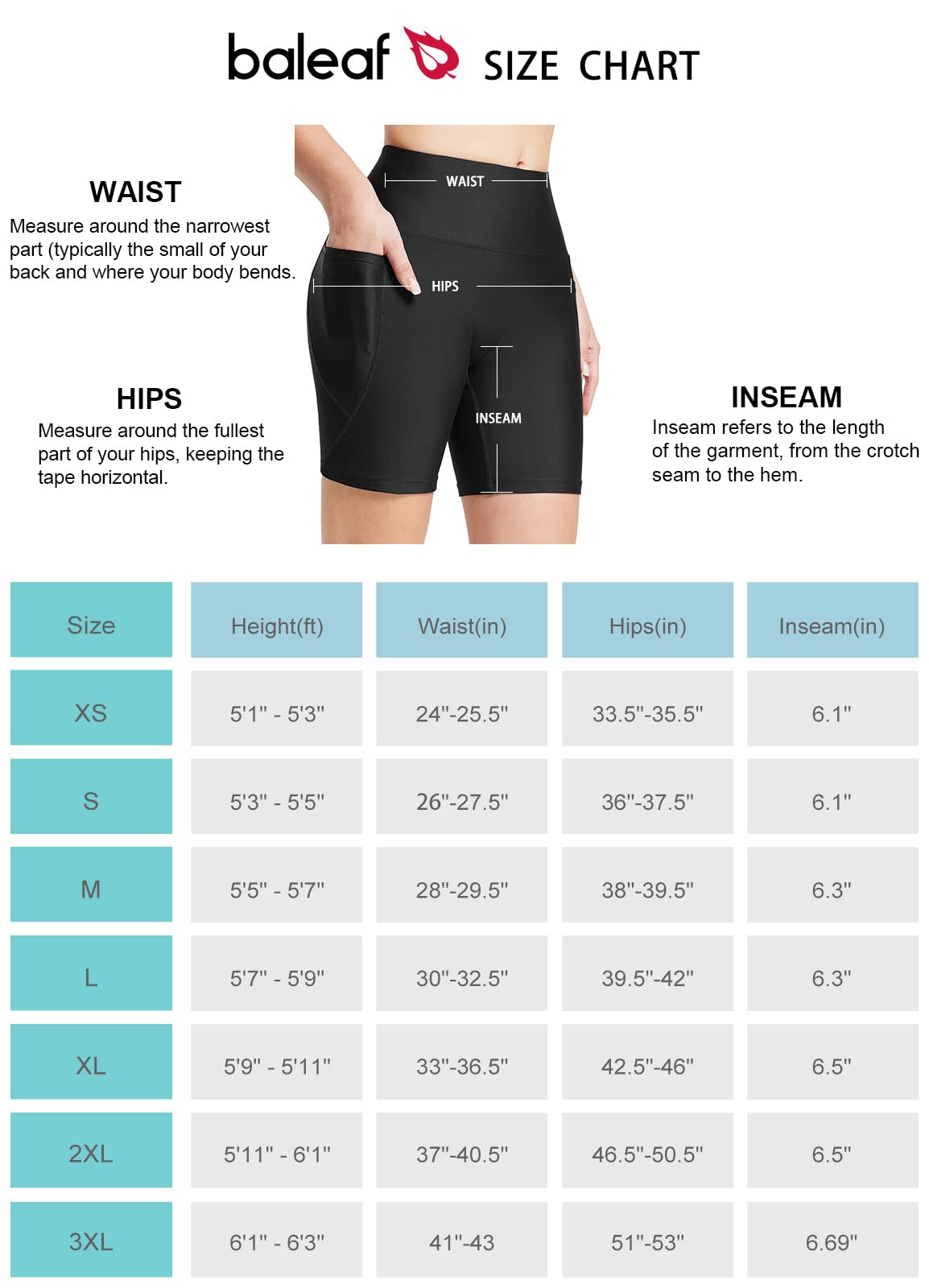 baleaf Short de Bain pour Femme UPF50+ - Résistant au Chlore - Taille Haute - Contrôle du Ventre - avec Poches