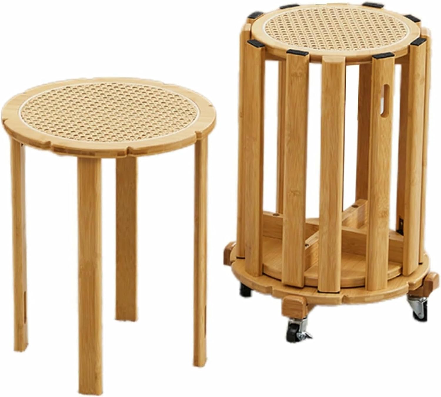 Top Stackable Round Stool,Wooden Side Table,Nesting Hidden Design,No Assembly Required for Bedroom Living Room Bar Dorm