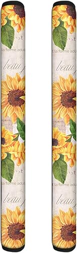 Jndtueit Cubierta vintage para manija de puerta de refrigerador con diseño de girasol, mantiene fuera las huellas dactilares, manijas decorativas