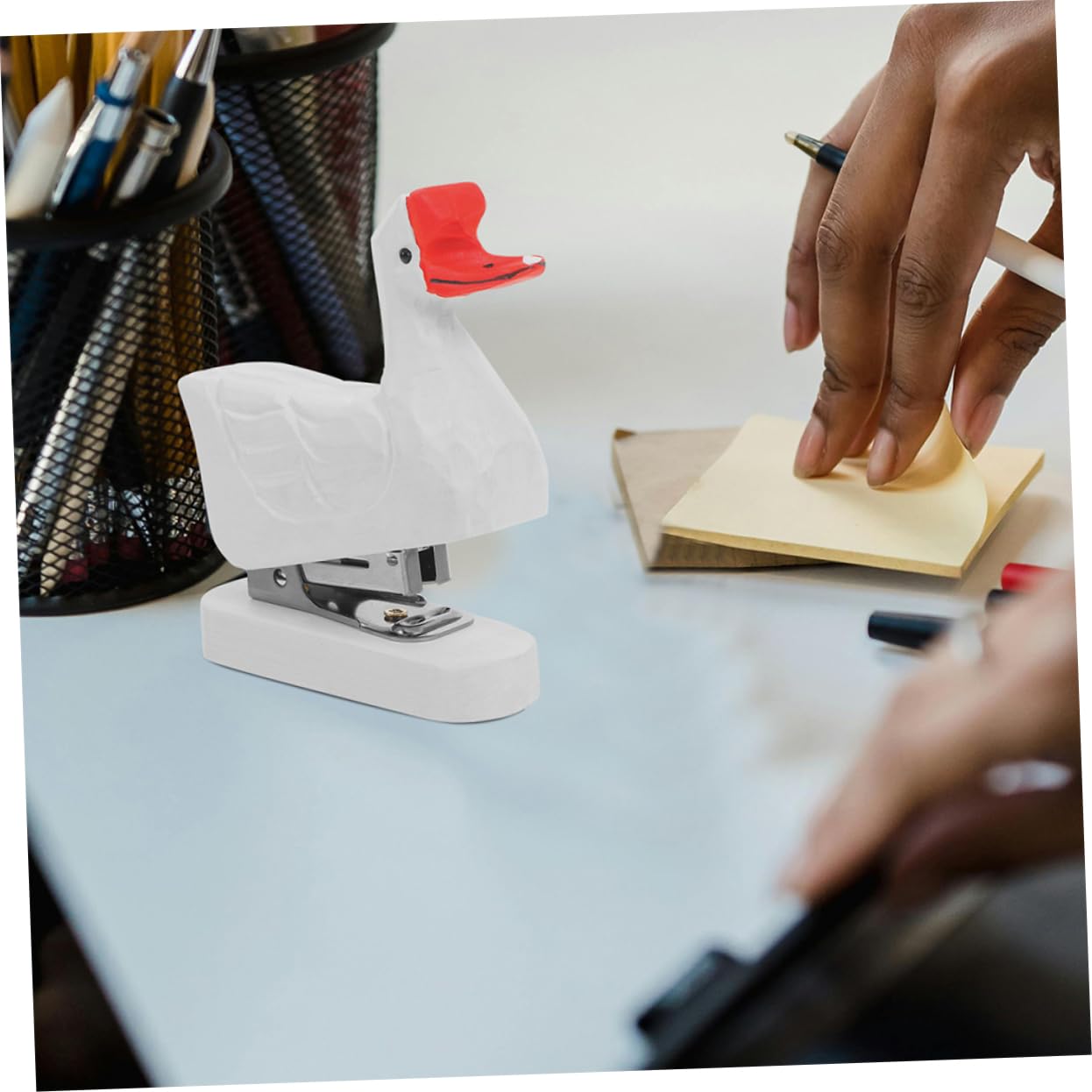 8pièces Agrafeuse Animal De Flamant Oie Blanche Fournitures De Bureau Créatives Pour École Et Bureau Originales