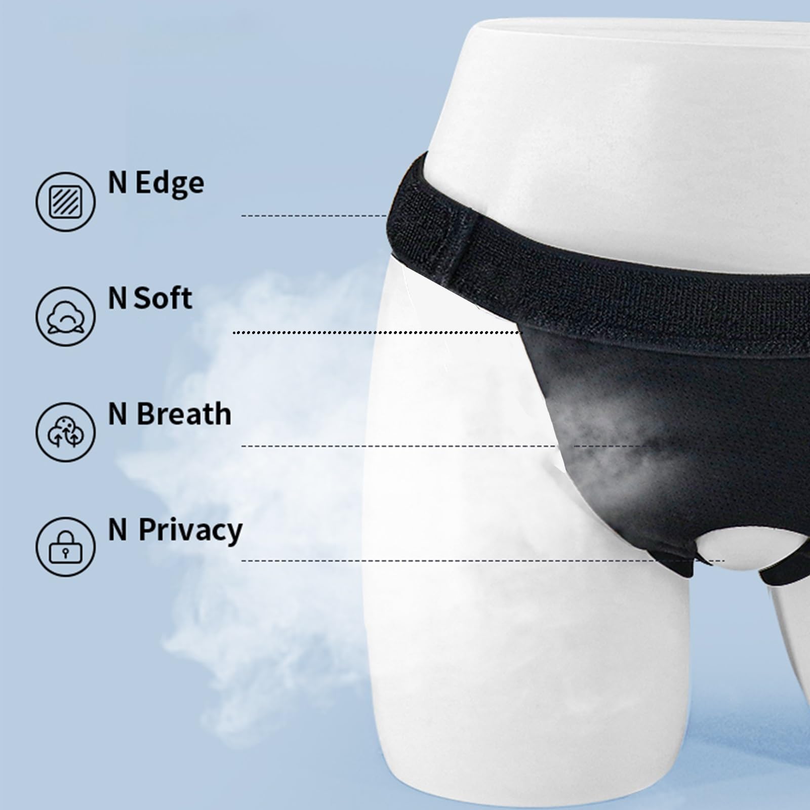 Hernia Belt for Men & Women Double Inguinal, Groin Support with 2 Removable Compression Pads, Pain Relief, Comfortable Material(Black,Large)