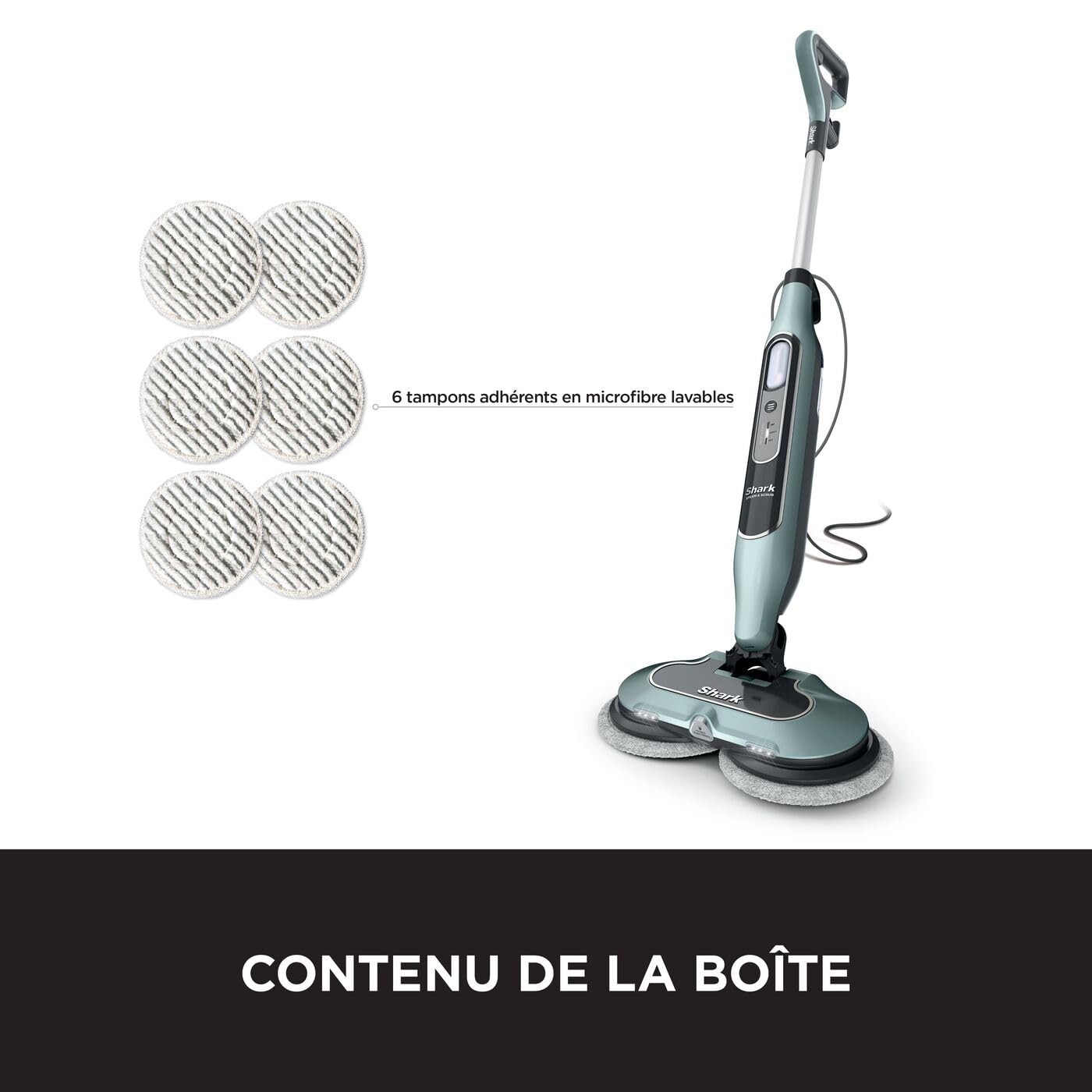 Shark balai vapeur automatique avec mode Steam Blaster, 6 lingettes microfibres, 3 réglages de vapeur, élimination des taches, pour tous les sols durs, cordon de 8 m, Vert sauge, S8201EUCP