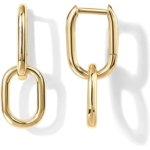 PAVOI 14K Gold Convertible Link Earrings for Women | Paperclip Link Chain Earrings | Drop Dangle Earrings