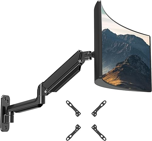 ErgoFocus Soporte de pared para monitor para pantalla de computadora de 35 pulgadas26.4 libras, brazo de monitor único ultra ancho premium, soporte