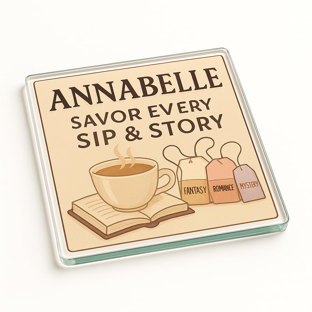 The Plum Penguin Whimsical Sips Personalised Acrylic Coaster Gift - Book Lover & Tea Enthusiast Present With Unique Whismsical Design For Home Decor