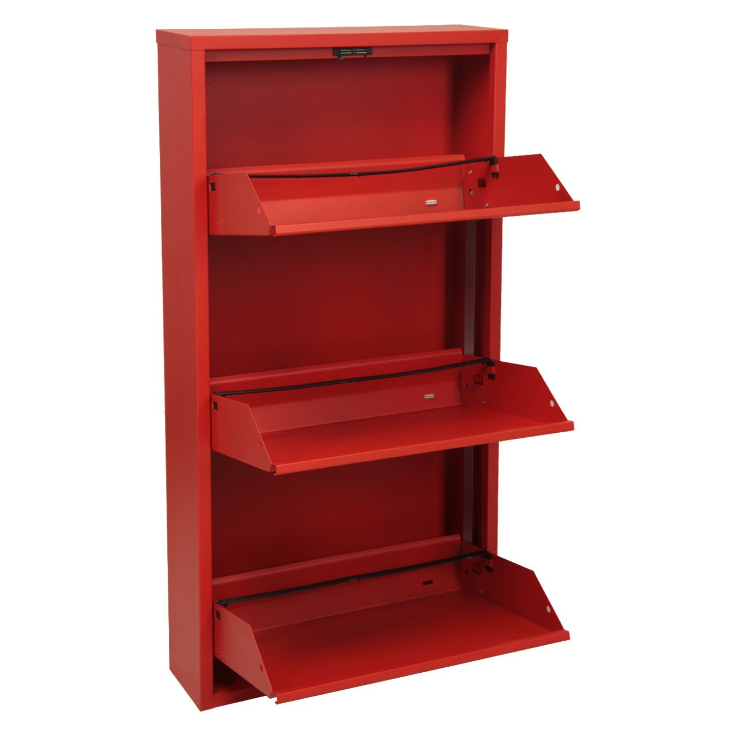 Mobile scarpiera Metallo 3 cassetti Rosso, 103 x 50 x 15 cm