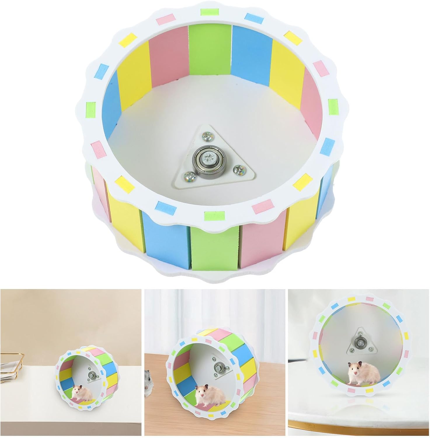 Hamster Exercise Wheel Silent Wooden Running Wheel 14.2Cm for Small Animals Cage Accessories