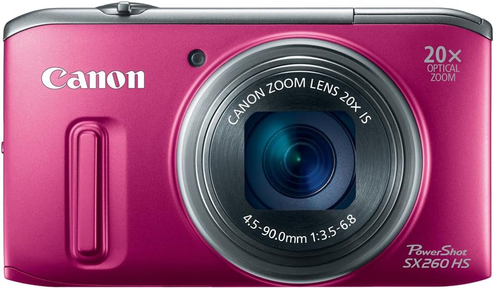 Canon PowerShot SX260 HS 12.1 MP CMOS Digital Camera with 20x Image Stabilized Zoom 25mm Wide-Angle Optical Lens and 1080p HD Video (Red)
