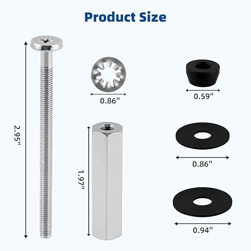 Miniatura 6 de iFealClear Paquete de 2 pernos universales para asiento de inodoro compatibles con KohlerAmerican StandardTOTOGlacier Bay, tornillos de acero