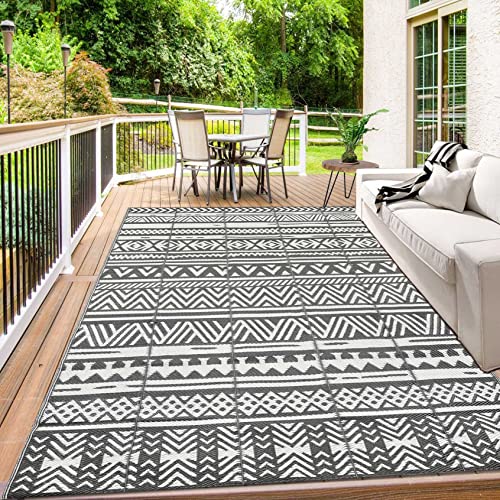 Hiiarug 5'X8' Reversible Outdoor Rug, Plastic Straw Patio Rugs Rv Camping Rug Reversible Mats, Large Floor Mat And Rug For Rv, Patio, Backyard, Deck, Picnic, Beach, Trailer, Camping(Grey/White) #TOP19