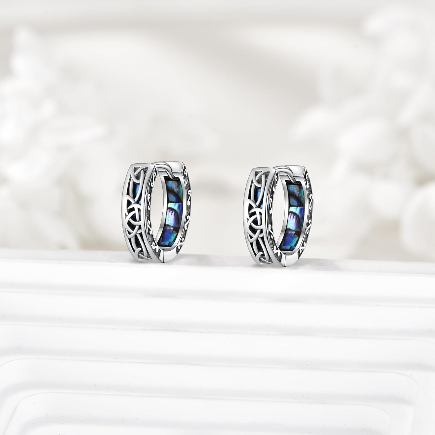 Celtic Knot Hoop Earrings 925 Sterling Silver Men Hoop Earrings Small Vintage Irish Earrings for Men Women