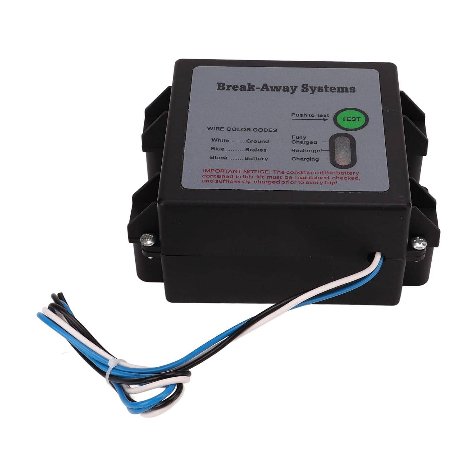 Break Away System with LED Test Battery Meter Trailer Box Break Away Kit 12V Test Break Away System with Switch Emergency Brake Switch Accessories (Without Battery)