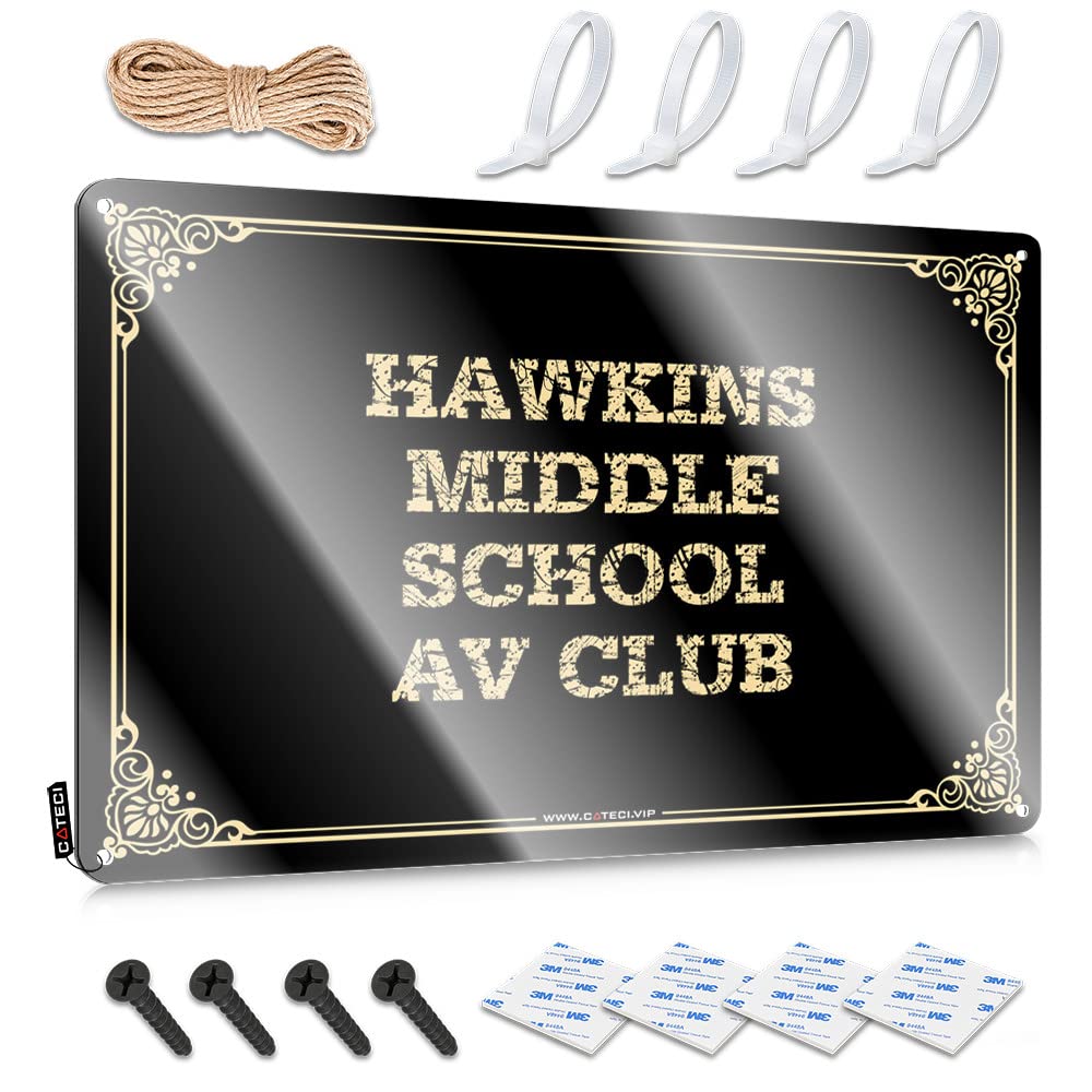 Tin Sign Decaor Custom Tin Sign, Affirmation Fade Resistant Hawkins Middle School Av Club For Home Kitchen | Country Vintage Decor For Playroom Party(30X40CM)