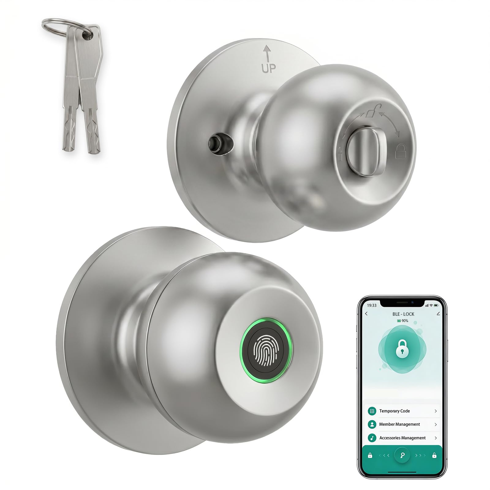 Smart Fingerprint Door Knob - App Control & Key Access -1