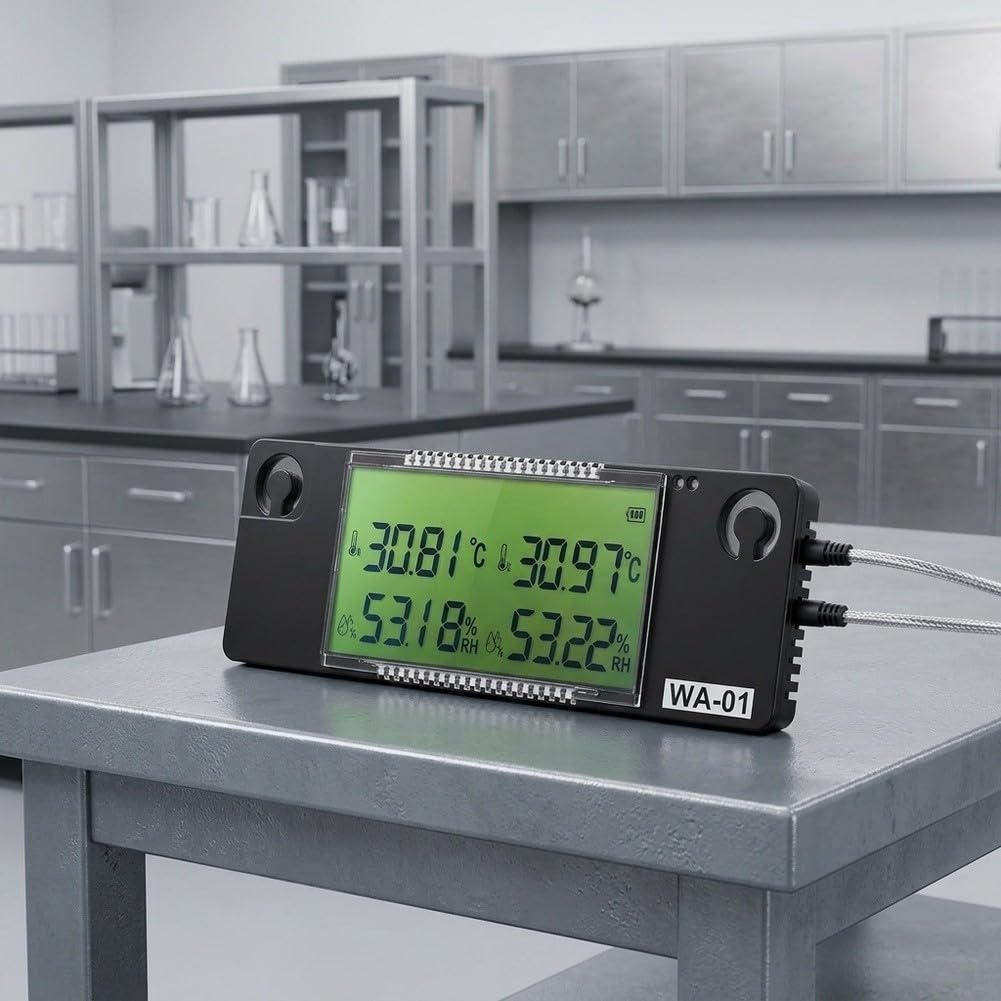 NSHT30 - Termómetro higrómetro de doble muestra de -40 a 125 °C | Sensor externo dual, rango de medición de -40 a 125 °C, alta precisión ± 0,3 °C, ideal para la industria y el laboratorio