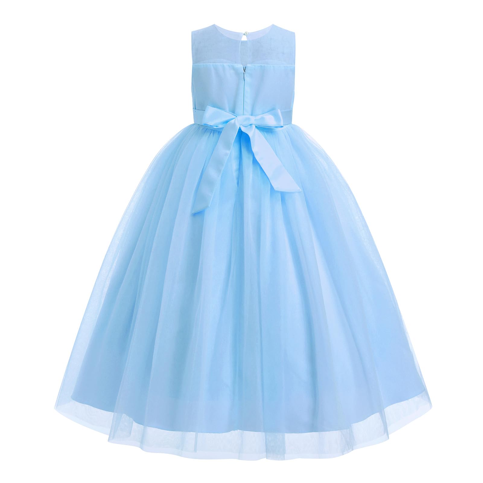 Robe Cérémonie Fille Anniversaire Robe De Mariée Enfant IWEMEK - Tulle, Sans Manches, Broderie Papillon, Pour Cérémonie Robes De Mariage