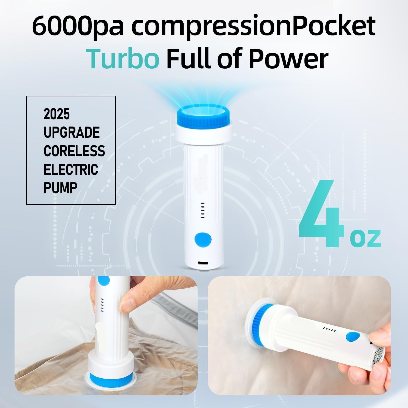 Bolsas colgantes de almacenamiento al vacío con bomba eléctrica, paquete de 6 (3 largas, 3 cortas) para ropa, organizador de armario, ahorro de espacio para trajes, abrigos