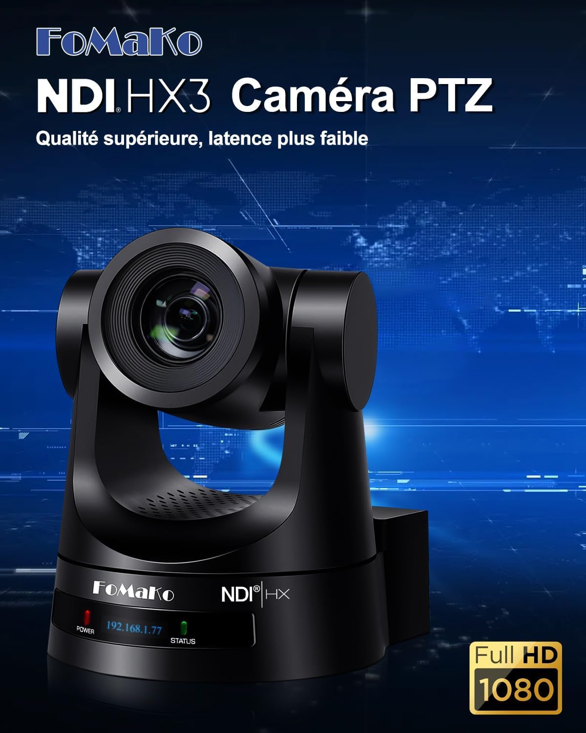 FoMaKo BN302 Ensemble de Caméra PTZ NDI HX3, 30x Zoom Optique, Suivi-Automatique IA 1080P 60ips avec 3G-SDI HDMI USB3.0 LAN(NDI|HX3, NDI6, PoE), 2*Caméra 30x Zoom NDI + 1* Contrôleur PTZ NDI