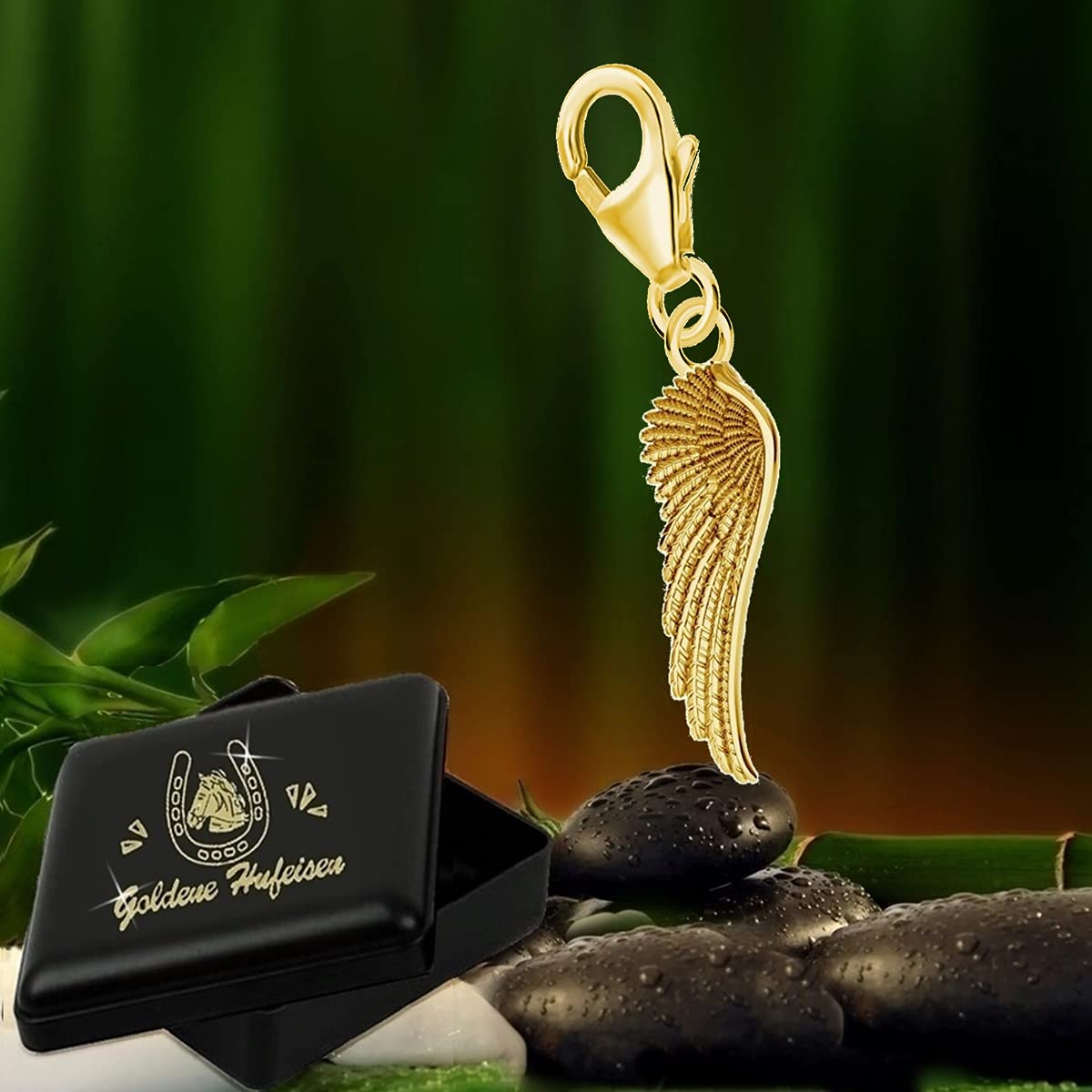 Pendentif en forme d'aile d'ange dorée en argent sterling 925 pour bracelet à breloques