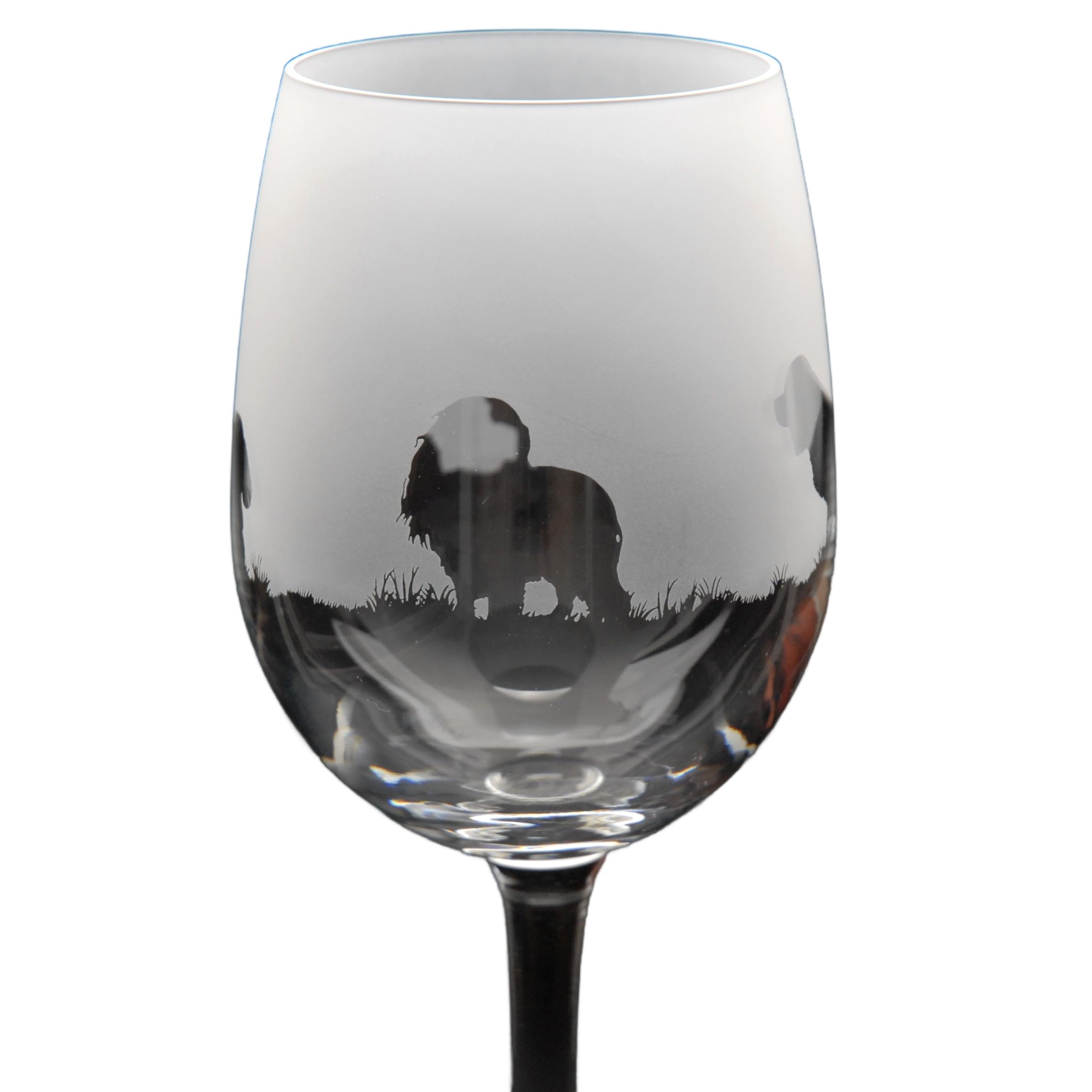 GLYPTIC Glass Art Cavalier King Charles Dog Frieze Hand Etched/Engraved Crystal Wine Glass — image 1