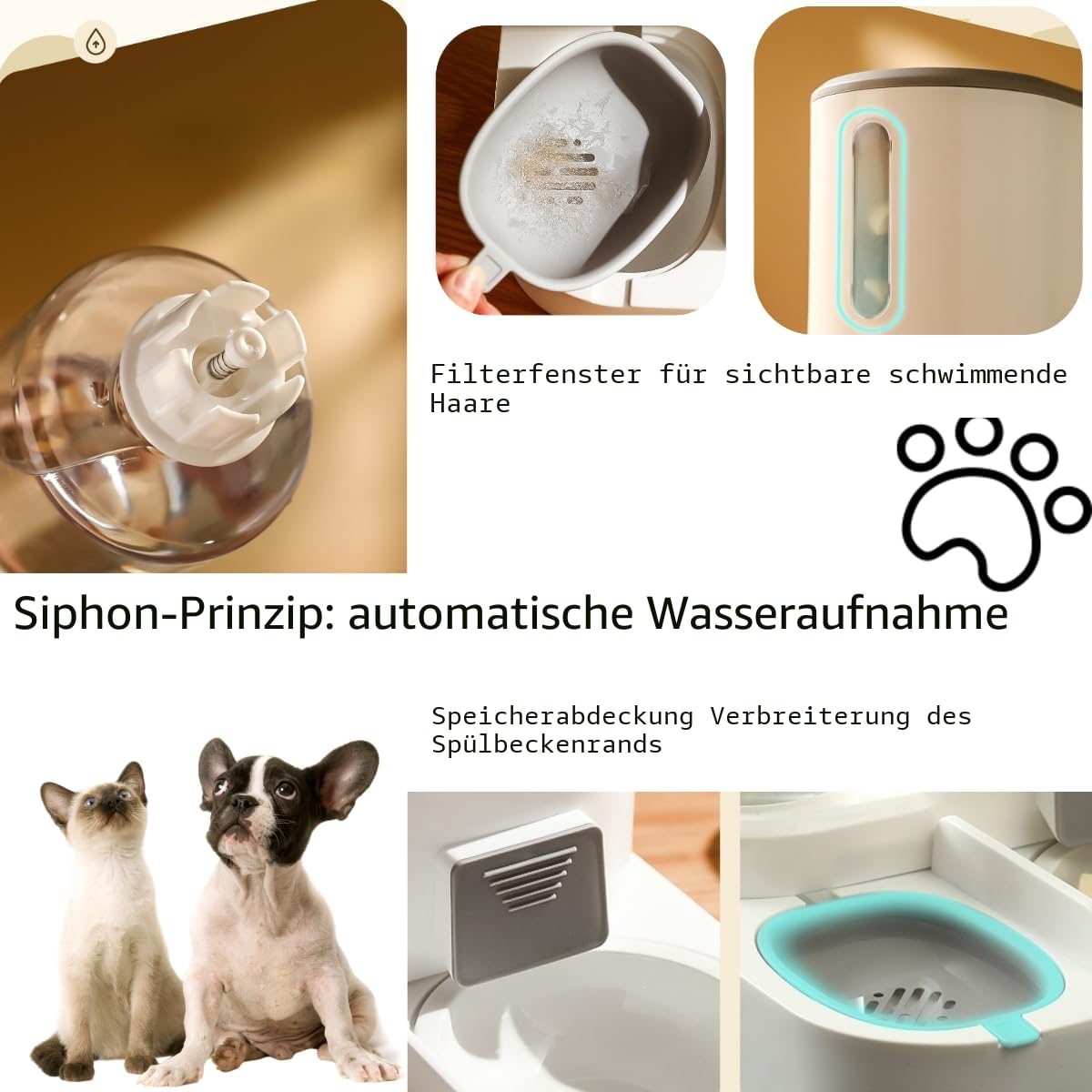Automatischer Katzen Futter- & Wasserspender (2,2L + 1L) – 2-in-1 Kombi mit Edelstahlschale – Hygienisch & Praktisch