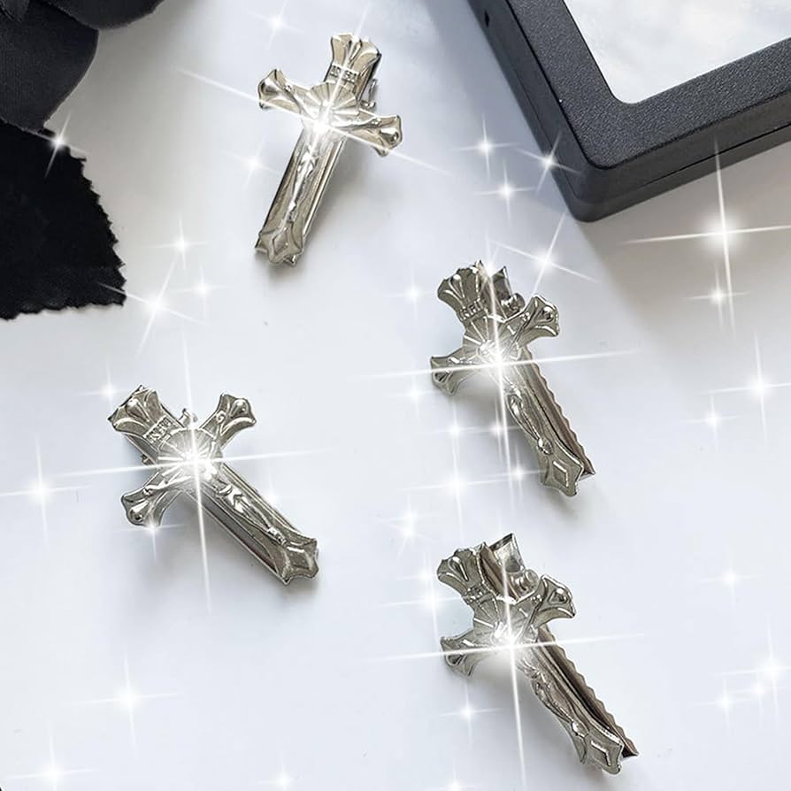 Amazon.co.jp: Qaonsciug メタリック ヘアクリップ 合金 十字架