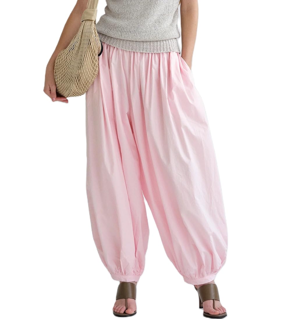Balloon Pants Women Pleated Wide Leg Long Bloomers Baggy Barrel Pants Lantern Trousers Streetwear