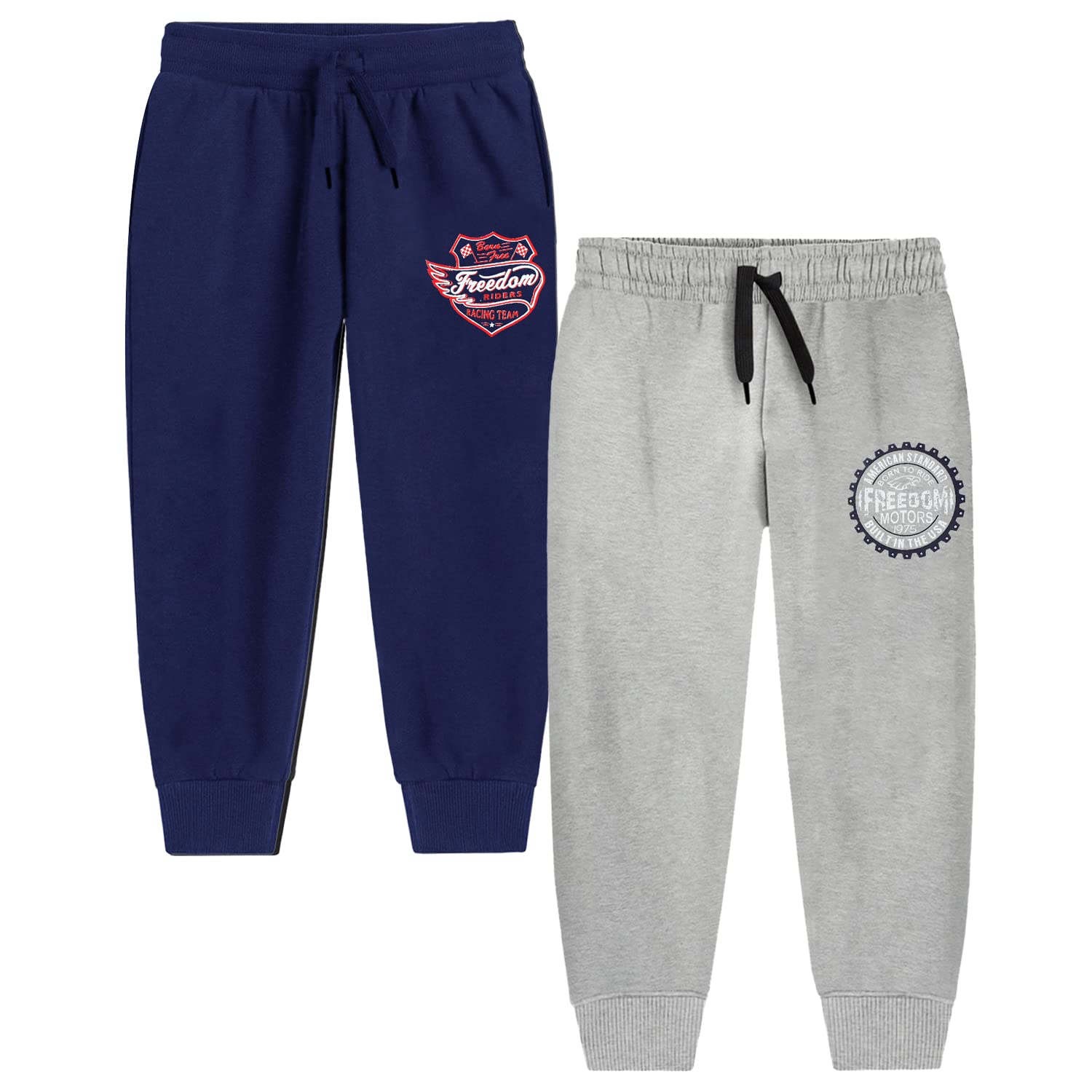Trampoline Kids Cotton Blend Trackpants Pack of 2 with Drawstrings & Ribbed Cuffs | Vibrant Printed Joggers for Boys & Girls | Soft Waistband & Side Pockets | Everyday Comfy Wear