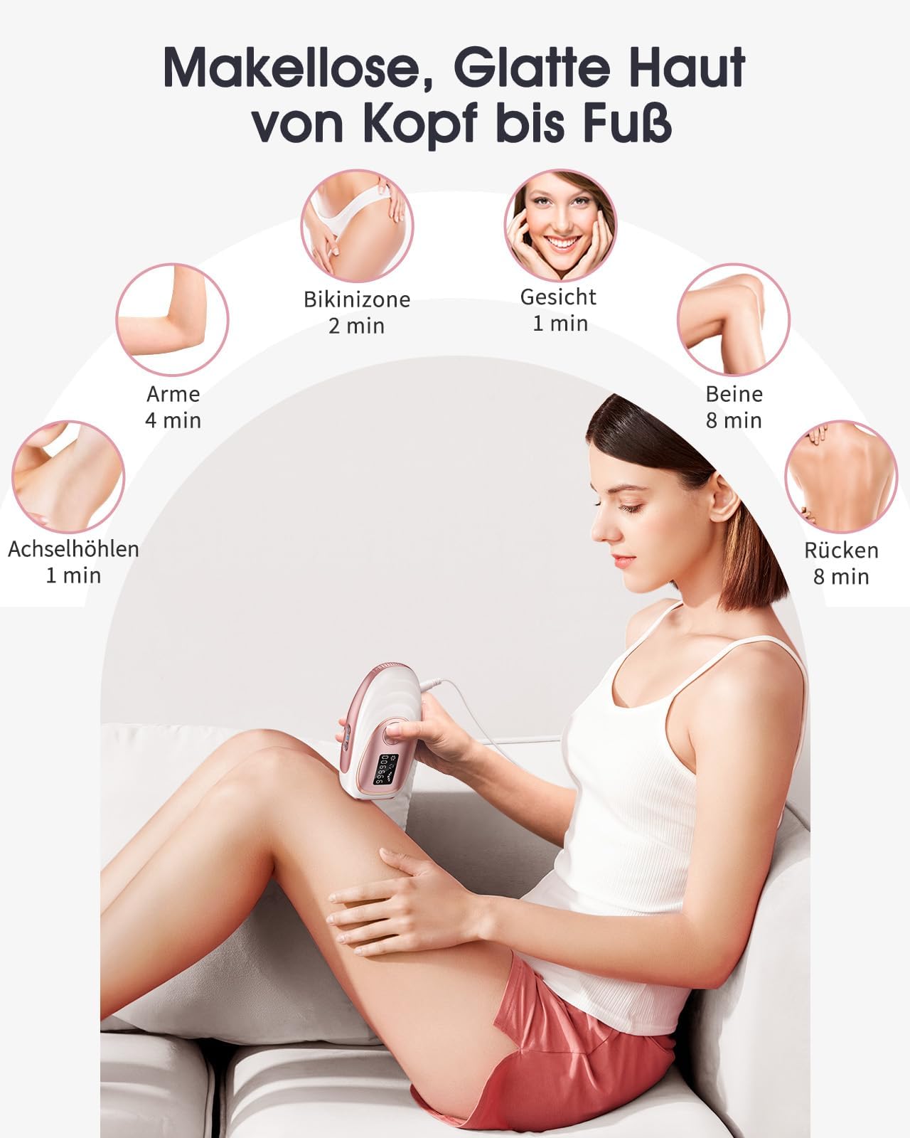 Haarlosy IPL Geräte Haarentfernung mit Kühlfunktion, 999,900 Lichtimpulse, 5 Energiestufen Schmerzfreie IPL Haarentfernung Laser Hair Removal für Frauen, Männer, Intimbereich, Körper und Beine - Rose