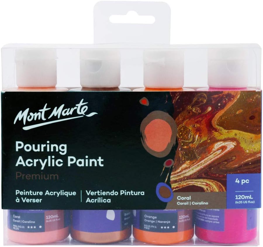 Mont Marte Premium Pouring Acrylic 120ml 4pc - Coral