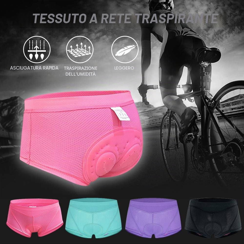 Lixada Donne Ciclismo Biancheria Intima 3D Gel Imbottito Traspirante Maglia MTB Ciclismo Equitazione Bici Biancheria Intima Pantaloncini
