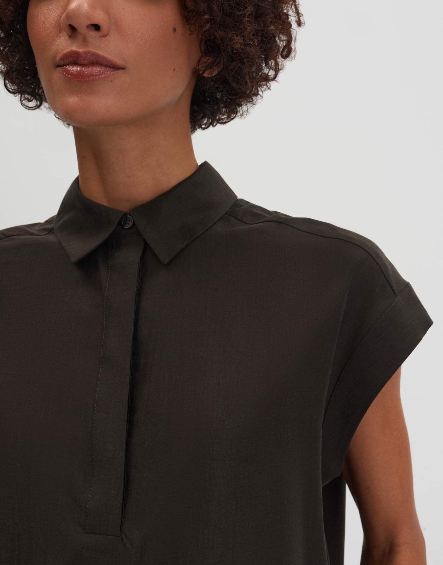 someday Damen Kurzarmbluse | Zarte Satinbluse mit Polokragen Regular Fit