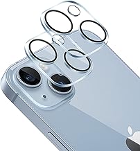 [Set of 2] Compatible with iPhone 14 / iPhone 14 Plus Camera Film, 2 x iPhone 14 / iPhone 14 Plus Camera Lens Protective Cover, Tempered Glass, Camera Protective Film, Black Edging, Over-Exposure