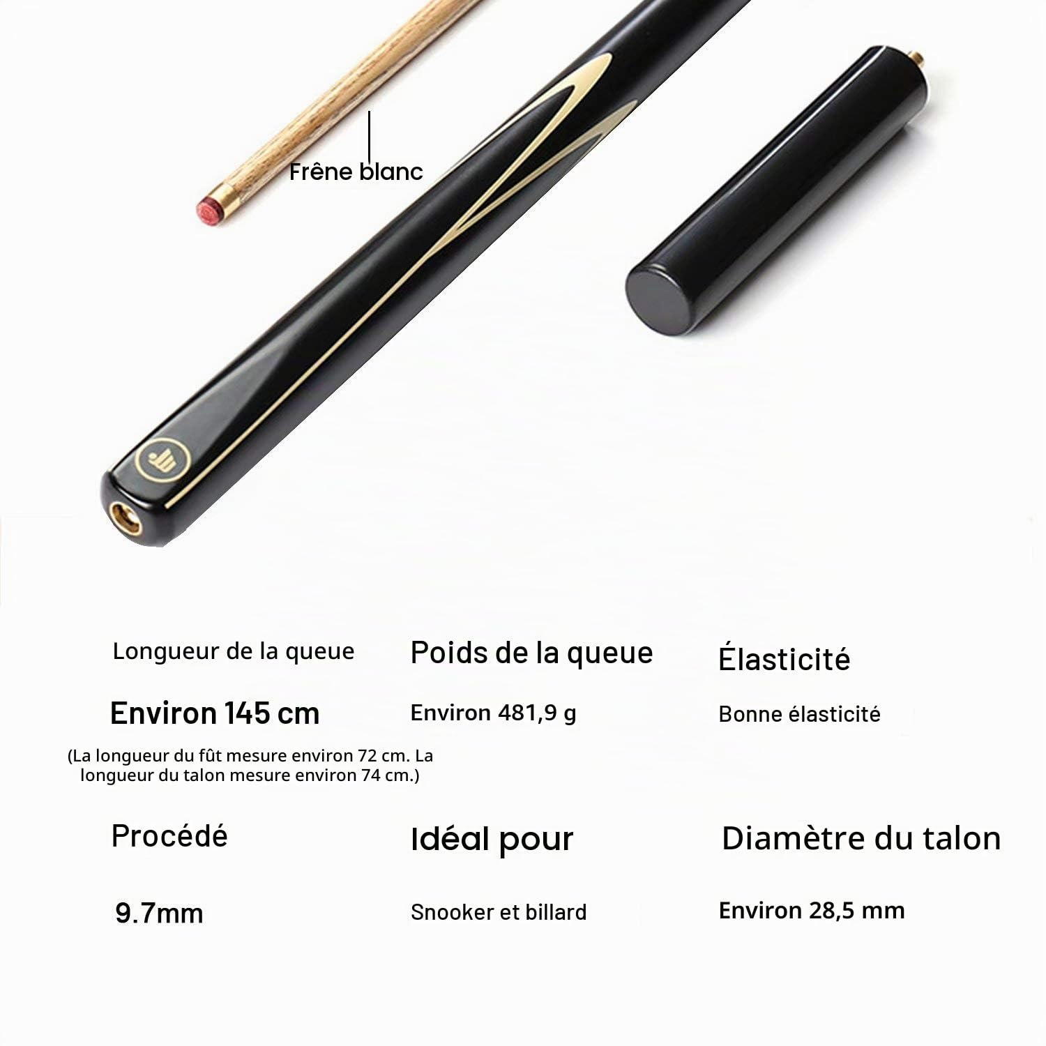AONETIGER Queue de Billard 145 cm Embout 9.7mm 3 Pièces Professionnel Snooker Cue avec Extensions et 3/4 Tube/Étui Rigide Choisir