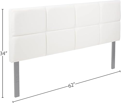 Miniatura 9 de LUCID - Cabecera tapizada de altura media, capitoné de cuadrados, para fijar al marco de cama o montar en pared, color perla, tamaño Queen