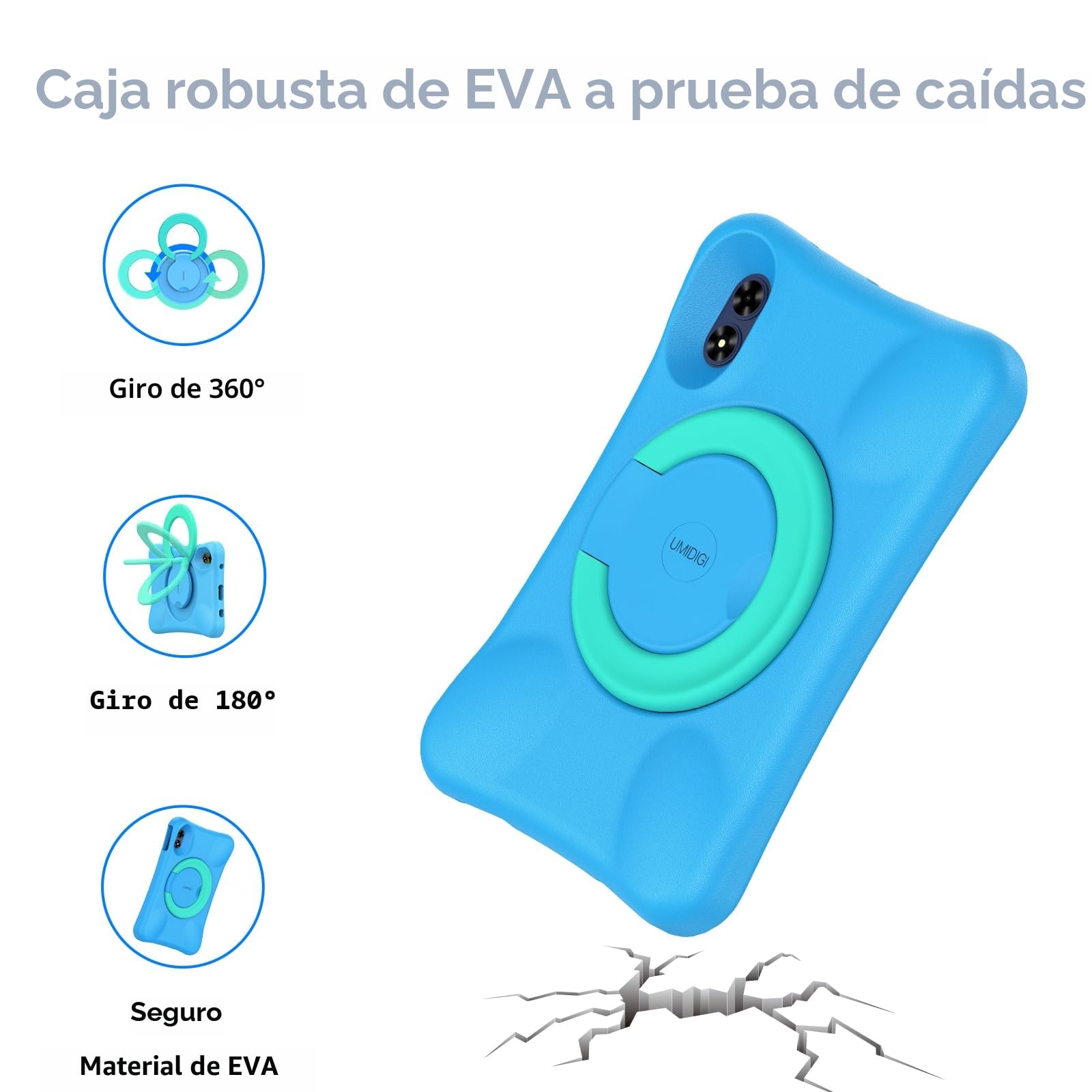 UMIDIGI Tableta Infantil de 10,1 Pulgadas, Android 13, G2, niños a Partir de 3 años, 8 GB (4+4) RAM + 64 GB de ROM/1TB, protección Ocular 1280 x 800HD, WiFi6, 6000 mAh, 8 MP+8 MP, con Funda EVA/OTG