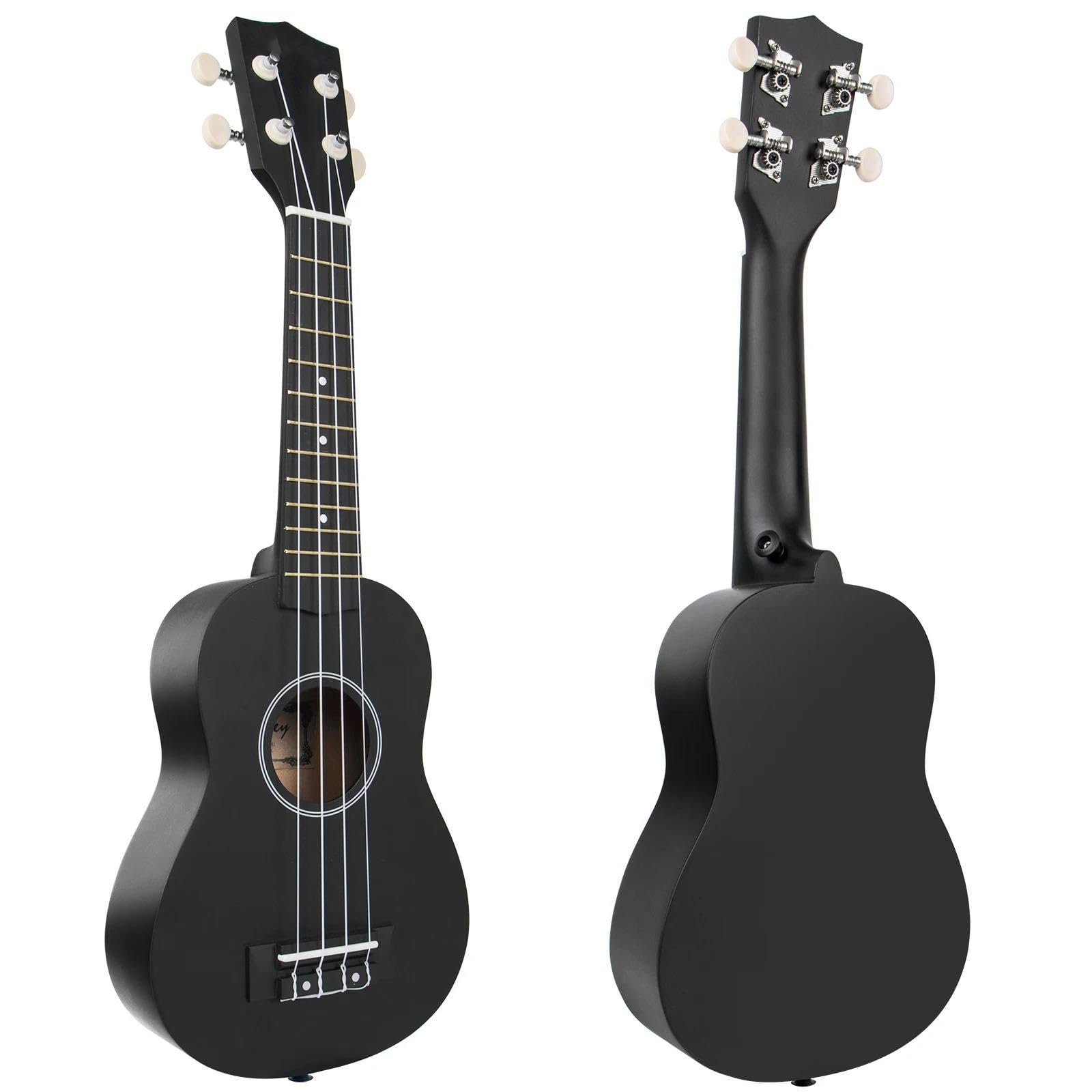 Ukulele Ukulele Tenor 21 Zoll Ukulele Anfänger Ukulele Regenbogen Saiten Set Mit Gurt Stoff Stimmgerät Tasche Picks(Black)
