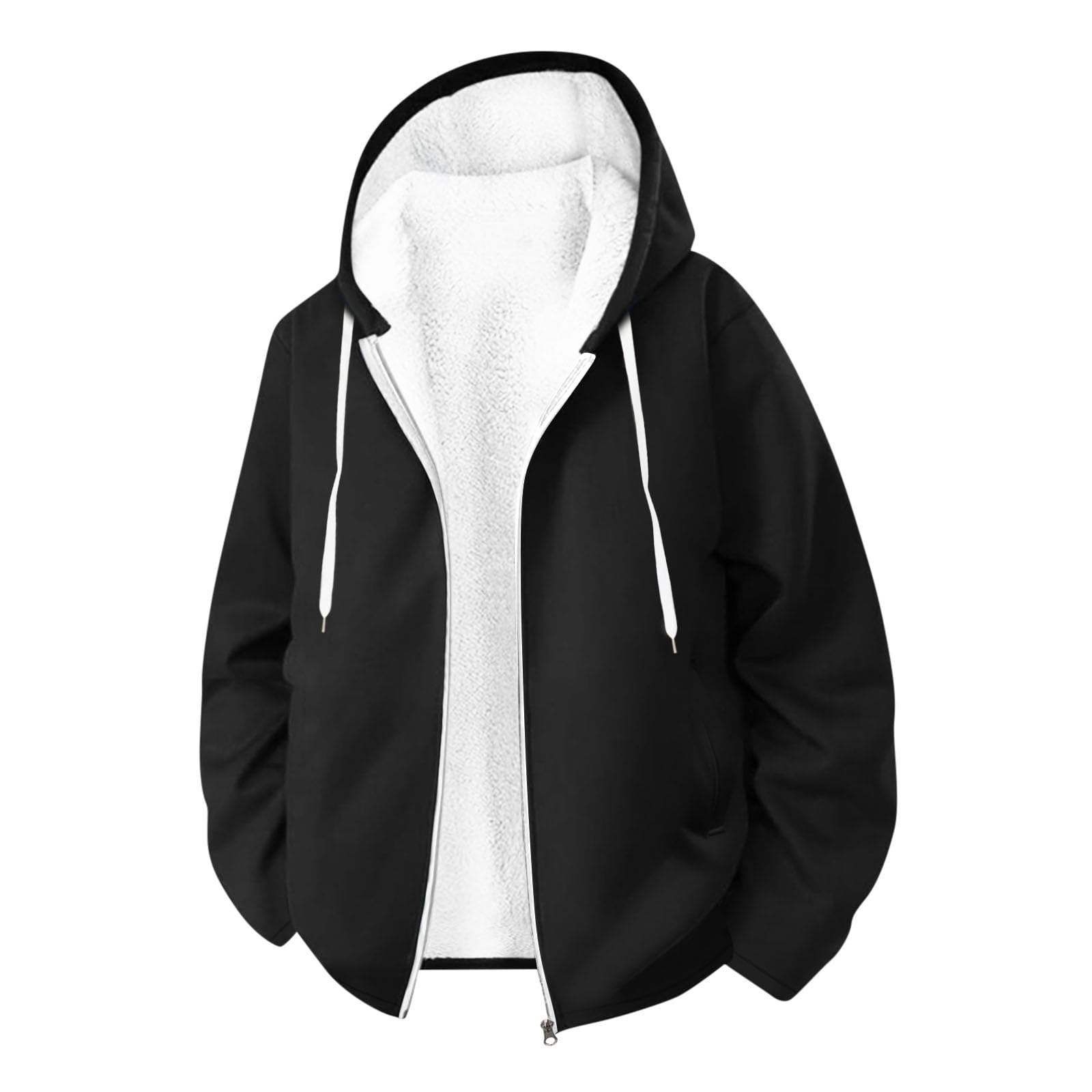 Sudadera Cremallera Hombre,Chaqueta de Hombre Invierno de Forro Polar con Capucha Sudaderas Deportiva Entretiempo Jersey Manga Larga Color Sólido Básica Casual Ropa de Trabajo Hoodie Sweatshirt