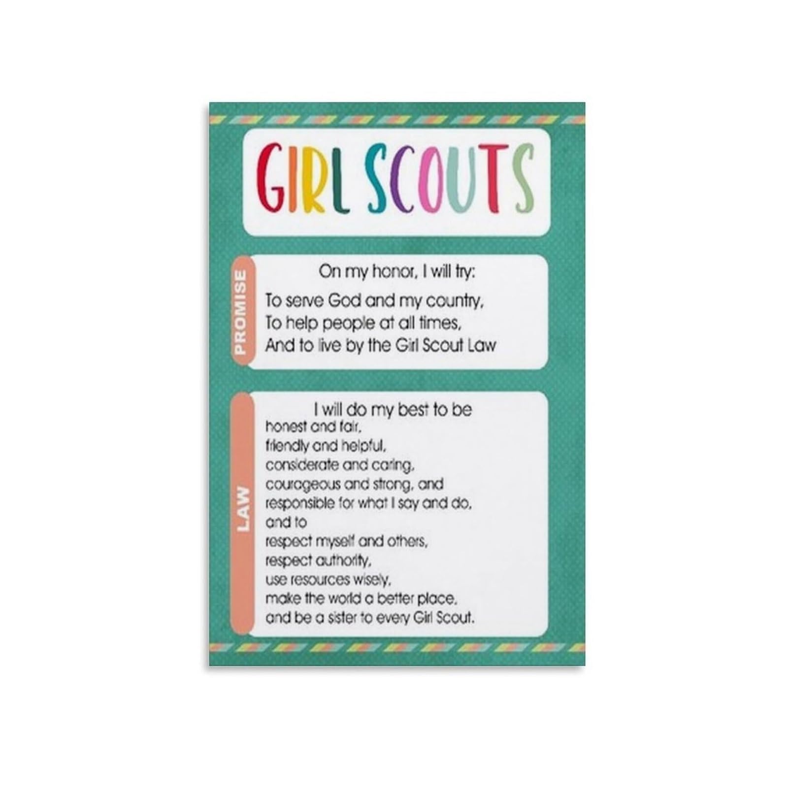 FNYUVNFAF The Scout Law Values Metal Sign Outdoor Code Pledge Motivational Wall-Art for Youth Group Team Building Camp Decor 8 X 12 inch