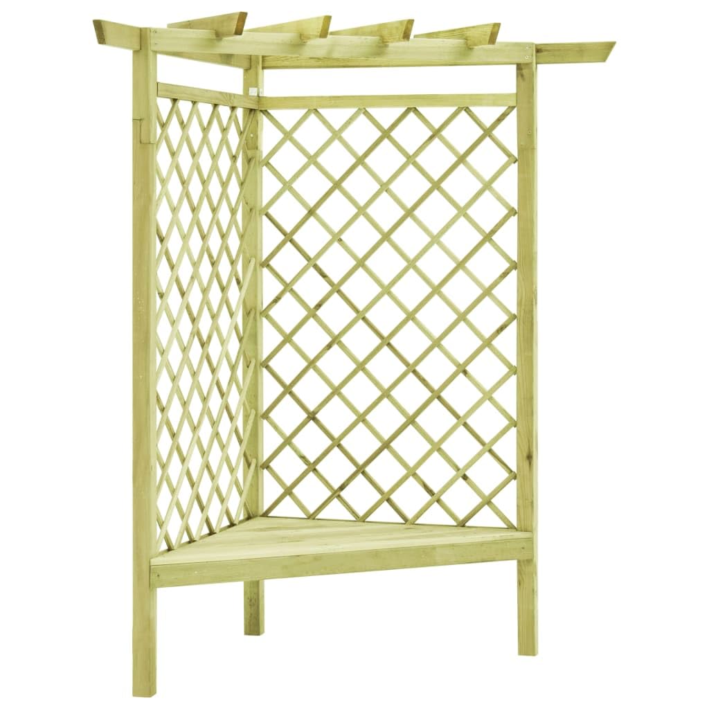 vidaXL Pergolato ad Angolo e Sedile Pergola con Sedia Traliccio Sostegno per Piante Supporto 130x130x197 cm in Legno di Pino Impregnato