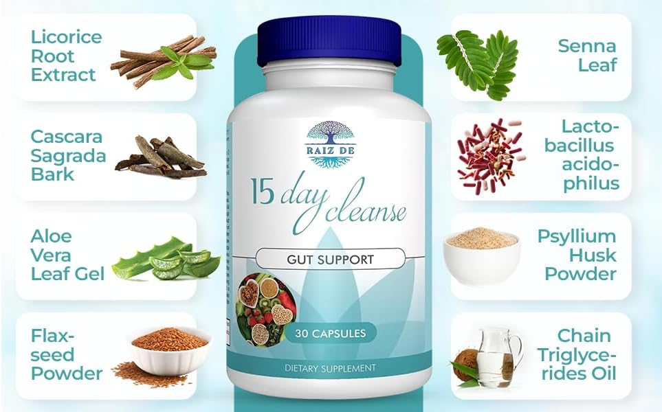 Miniatura 2 de Limpieza intestinal de desintoxicación digestiva de 15 días - Senna, Cascara Sagrada, cáscara de psyllium y probióticos  Apoyo natural y suave de