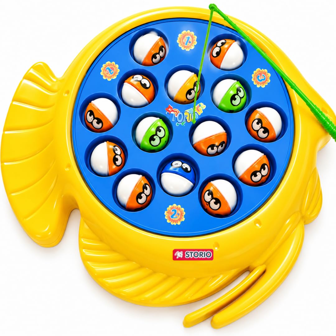 Storio Premium Electronic Fishing Game for Kids | Rotating Fish Catching Toy with 15 Fish & 4 Magnetic Rods | Fun Interactive Board Game for Boys & Girls-image-40