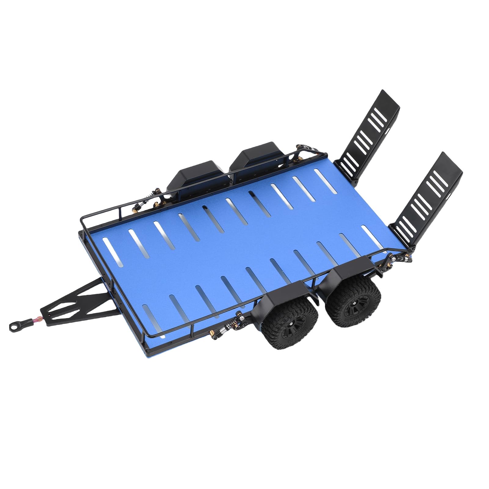 Acouto /18 Przyczepa RC 4 Koła Wysoka Symulacja RC Metalowa Przyczepa z platformą Samochód Zdalnie Sterowany z Hakiem Czerwona Jest Solidna Ex Trailer Zestaw z platformą do Przyczepy Zdalnie (BLUE)